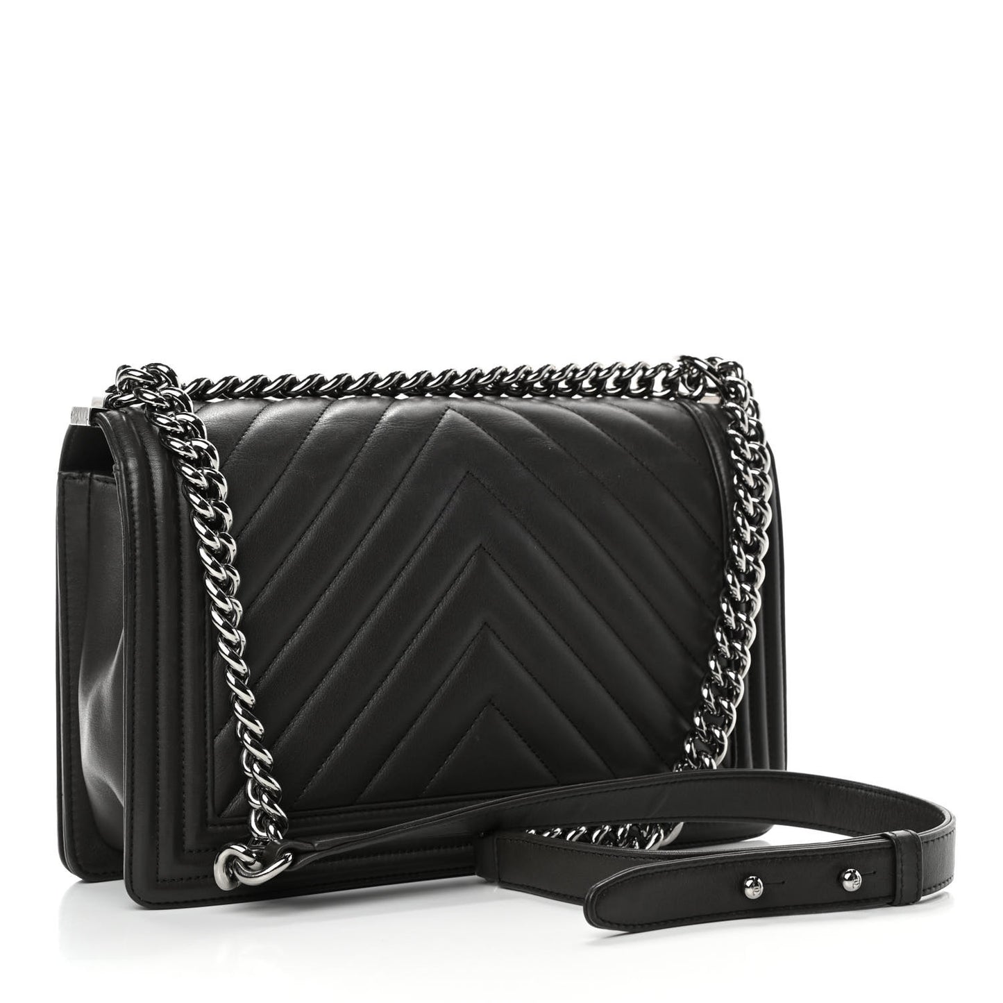 Calfskin Chevron Quilted New Medium Boy Flap Grey