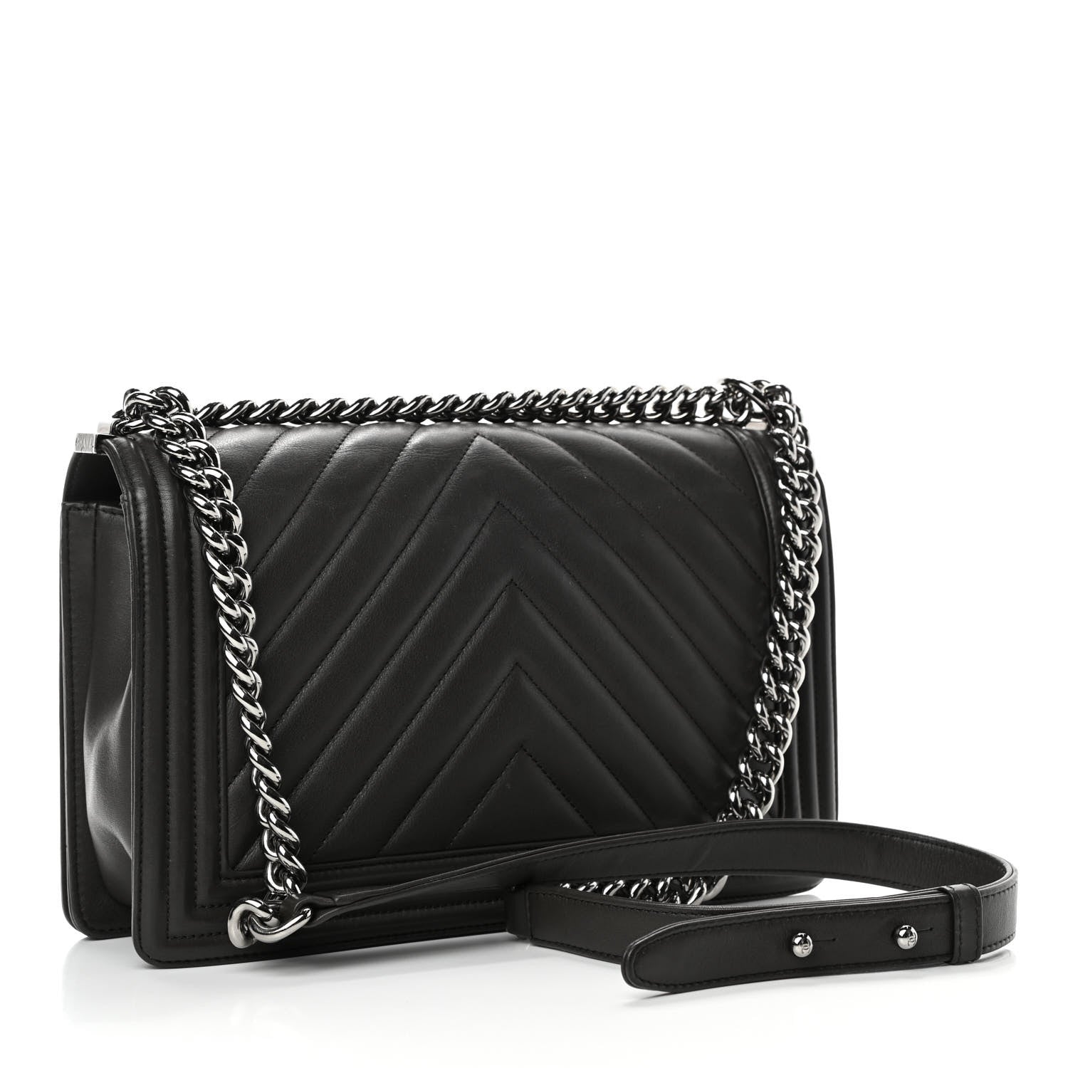 Chanel Calfskin Chevron Quilted New Medium Boy Flap Grey 3 of 7