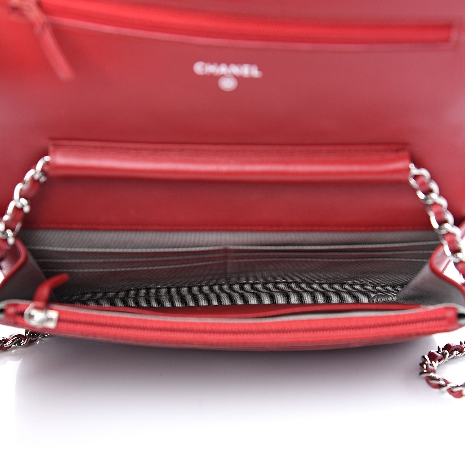 Chanel Patent Quilted Brilliant Wallet On Chain WOC Red 4 of 9