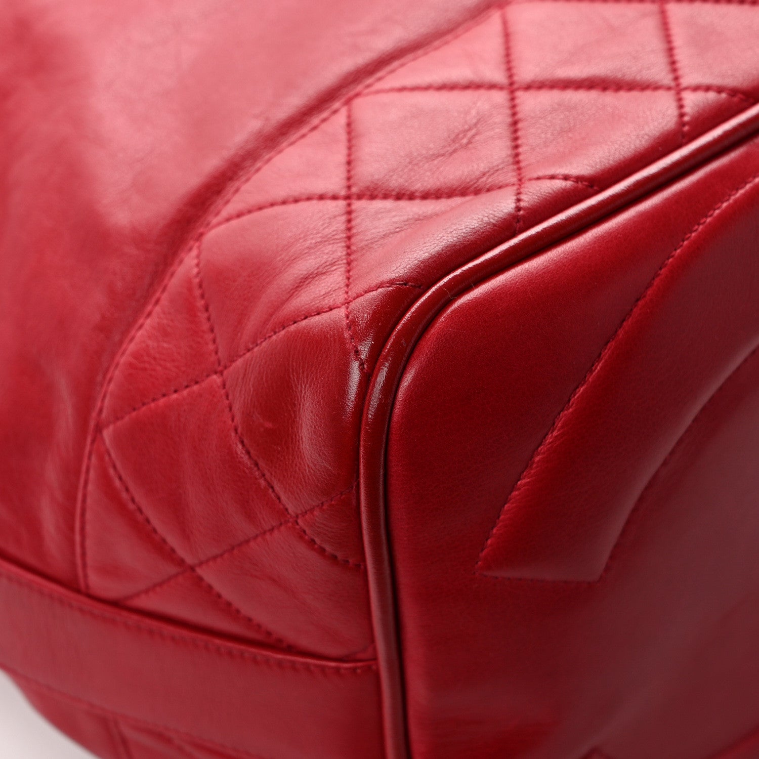 Chanel Lambskin CC Drawstring Shoulder Bag Red 12 of 13