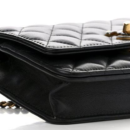 Chanel Lambskin Quilted Enamel CC Wallet on Chain WOC Black 9 of 12