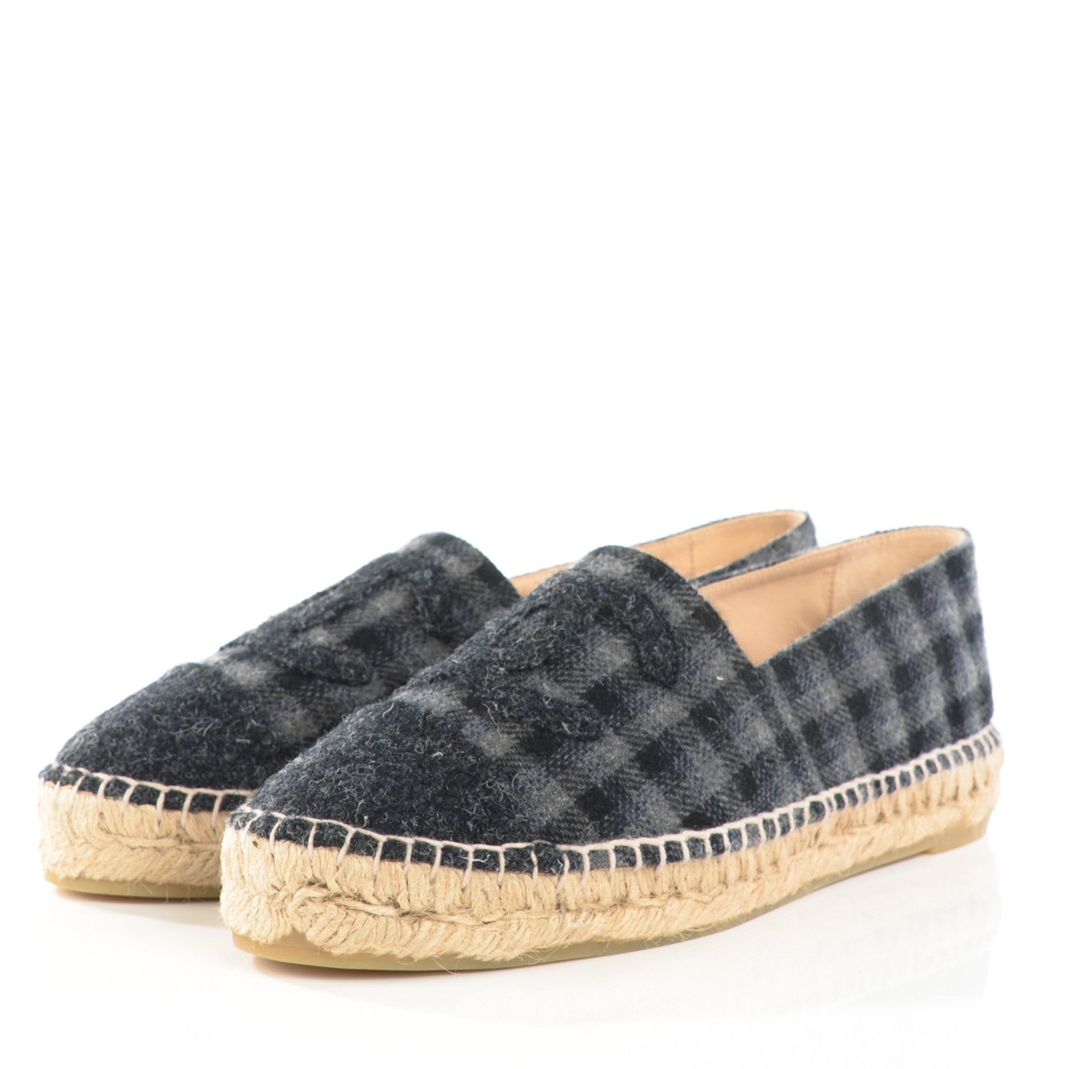 Chanel Flannel CC Espadrilles 39 Grey Black 5 of 11