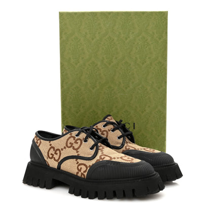 Gucci Monogram Jumbo GG Miro Soft Calfskin Womens Lug Sole Loafers 39.5 Camel Ebony Black 9 of 9