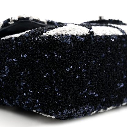 Chanel Sequin Medium Flap Blue White 9 of 12