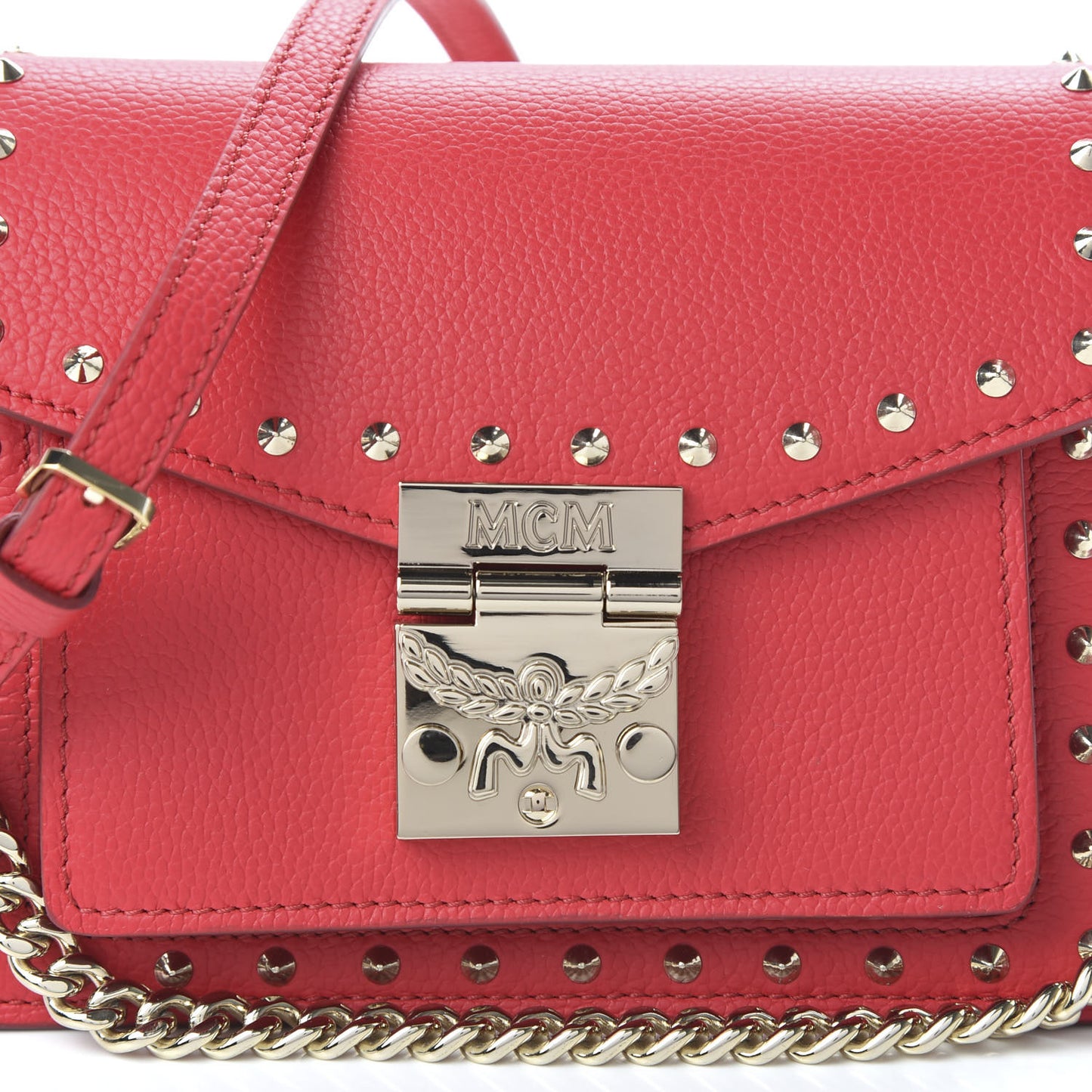 Calfskin Studded Mini Patricia Crossbody Bag Chinese Red