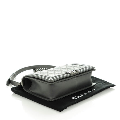 Chanel Calfskin Double Stitch New Medium Boy Flap Grey 5 of 7