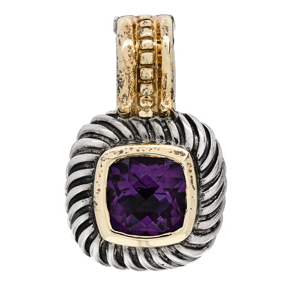 David Yurman Sterling Silver 14K Yellow Gold Amethyst 7mm Albion Enhancer Pendant 1 of 4