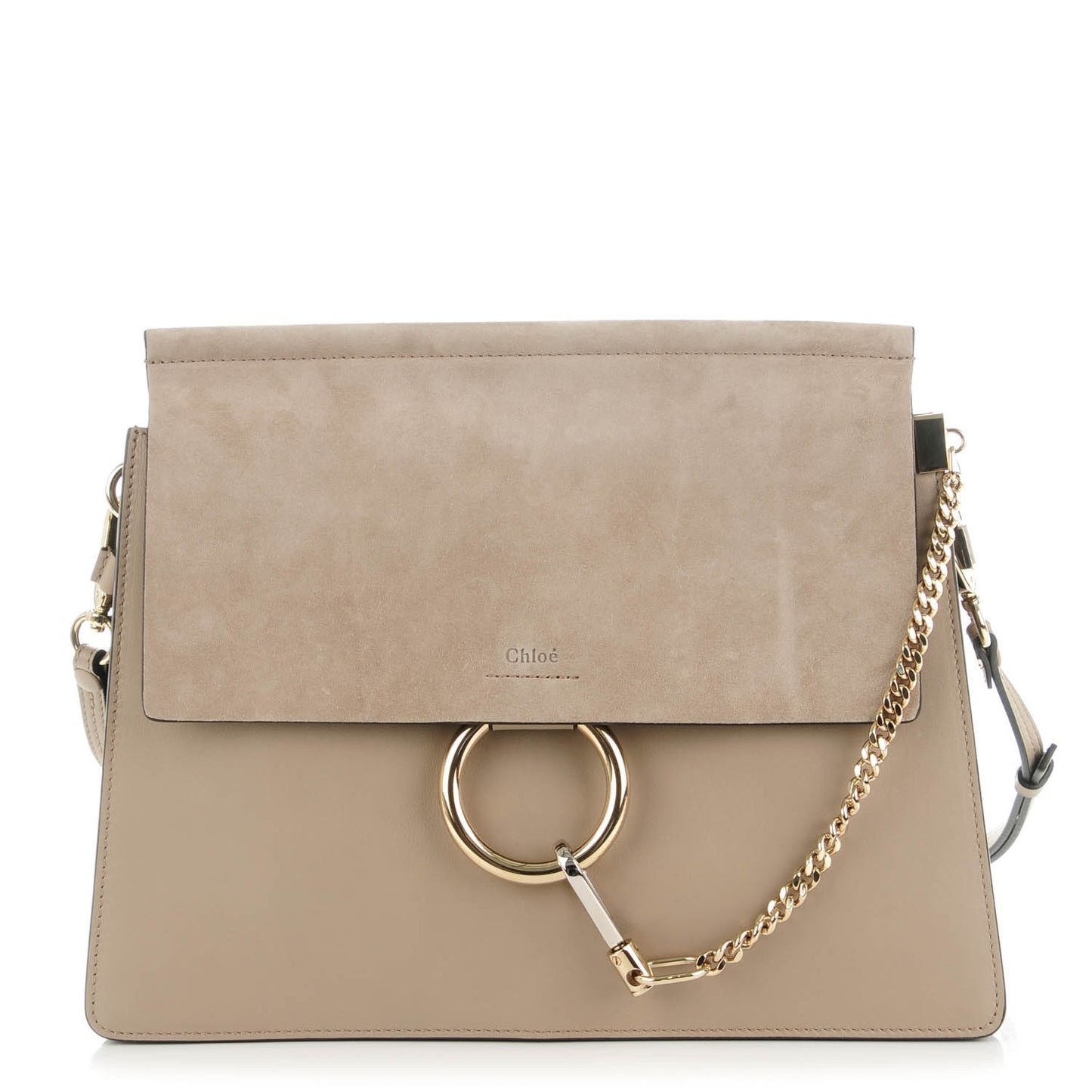 Calfskin Suede Medium Faye Shoulder Bag Motty Grey