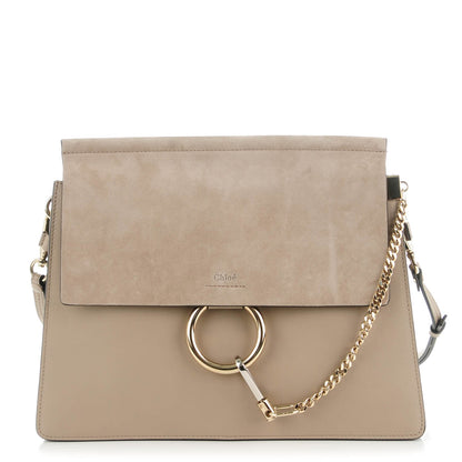 Chloe Calfskin Suede Medium Faye Shoulder Bag Motty Grey 1 of 6