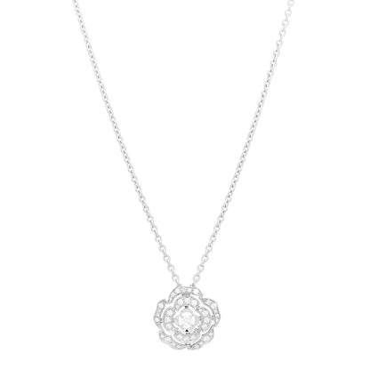 Chanel 18K White Gold Diamond Bouton de Camelia Pendant Necklace 1 of 6