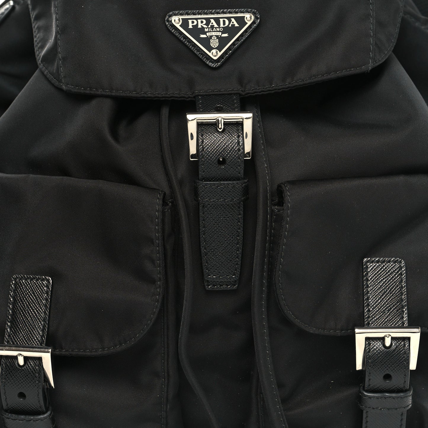 Re-Nylon Saffiano Medium Backpack Black