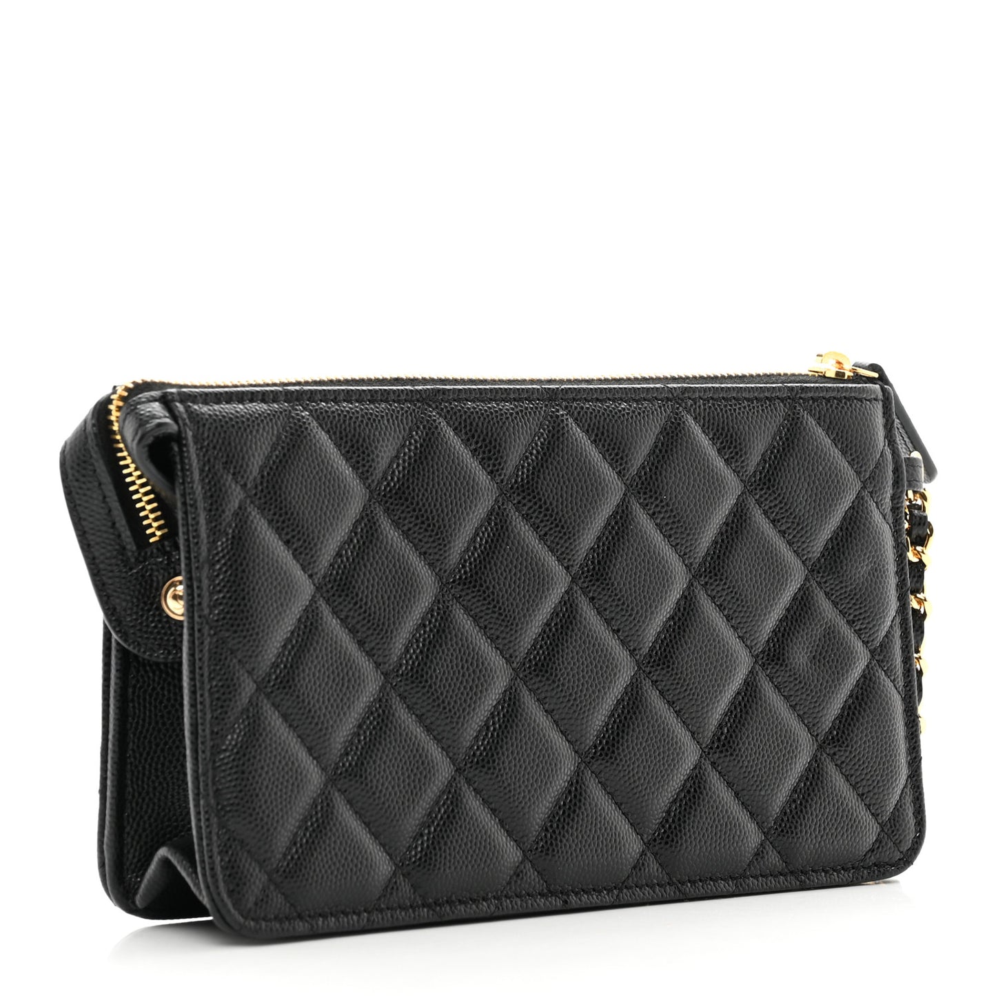Caviar Quilted Polly Pocket Pouch Black