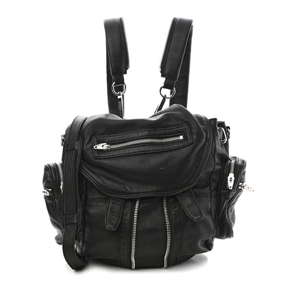 Alexander Wang Lambskin Marti Backpack Bag Washed Black Rhodium Hardware 1 of 9