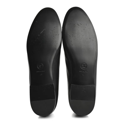 Chanel Lambskin Patent Cap Toe Ballerina Flats 41 Black 6 of 10