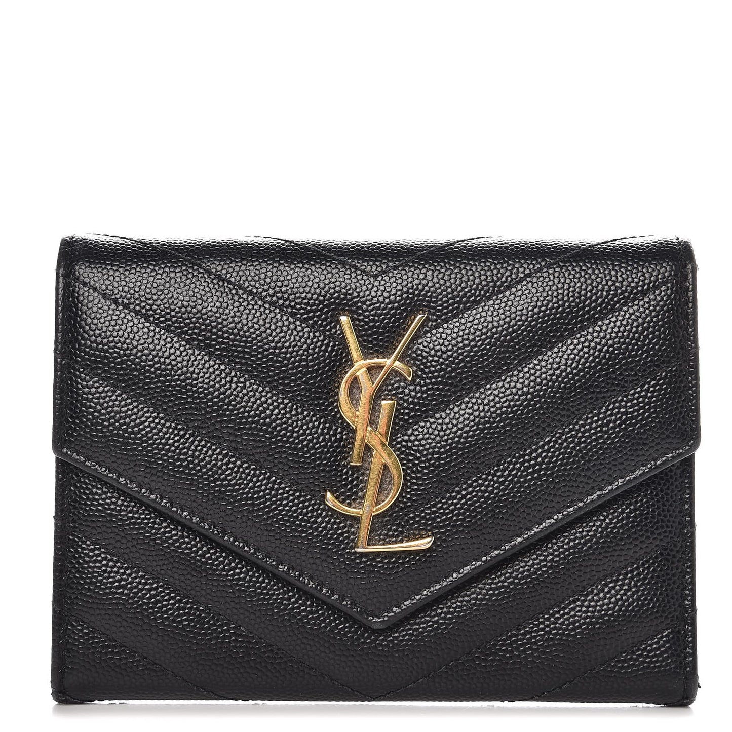 Grain De Poudre Matelasse Chevron Small Monogram Passport Case Black