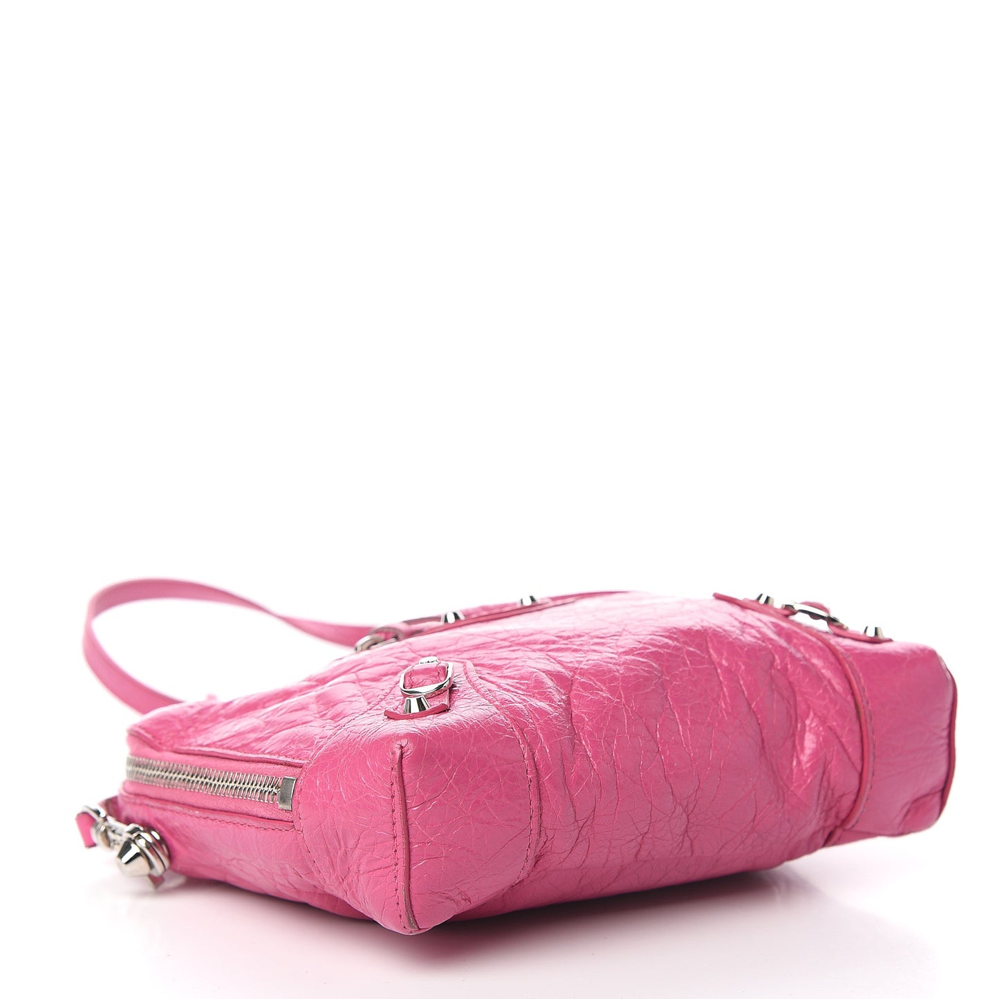 Agneau Arena Classic Silver Hardware XS Reporter Crossbody Rose Flamingo