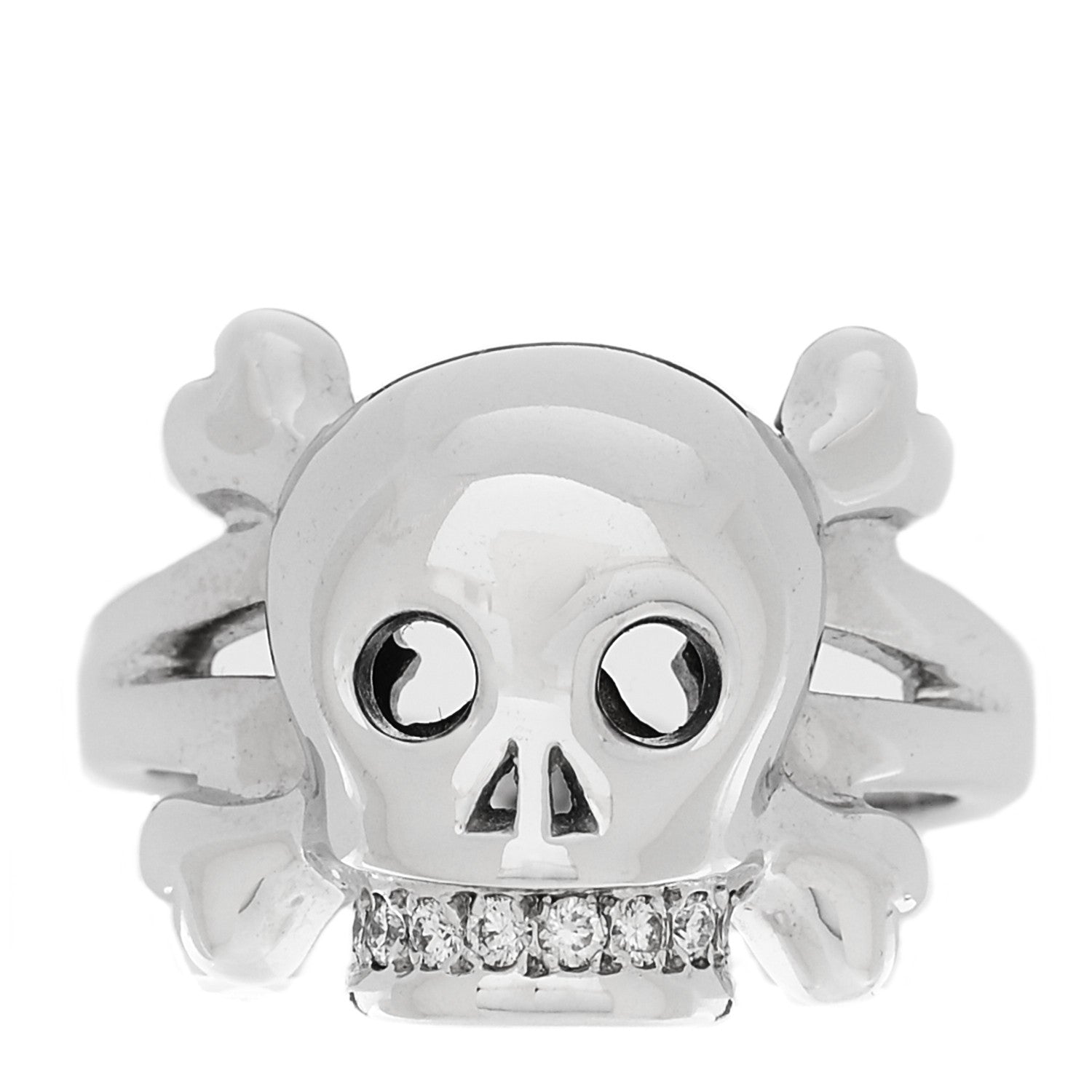 Christian Dior 18K White Gold Diamond Tete de Mort Ring 56 7.75 1 of 4