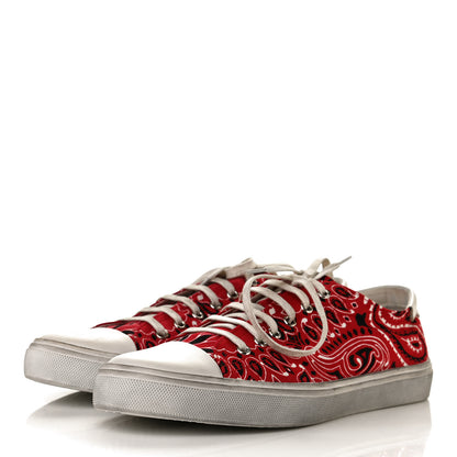 Saint Laurent Canvas Bandana Print Bedford Low Top Sneakers 41 Red 3 of 10