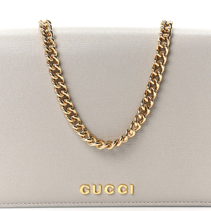 Gucci Textured Calfskin Script Logo Wallet On Chain Grey 7 of 9