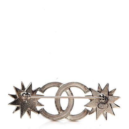 Chanel Pearl Crystal CC Star Brooch Gold 3 of 5