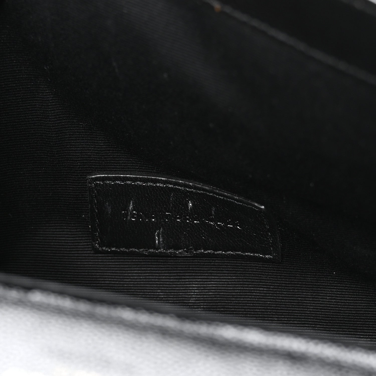 Saint Laurent Grain De Poudre Matelasse Chevron Monogram Monochrome Envelope Clutch Black 7 of 8