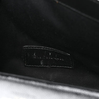 Saint Laurent Grain De Poudre Matelasse Chevron Monogram Monochrome Envelope Clutch Black 7 of 8