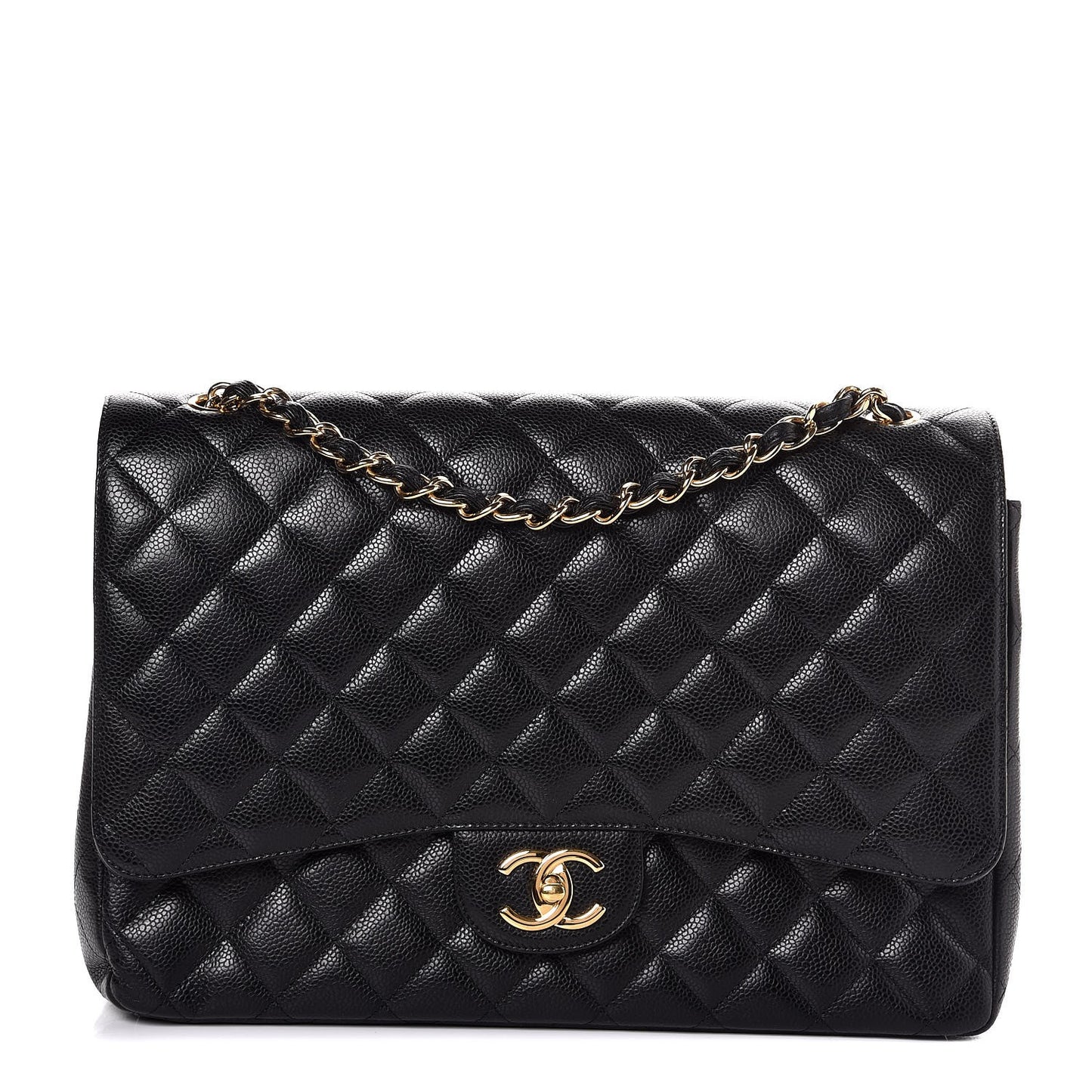 Caviar Quilted Maxi Double Flap Black
