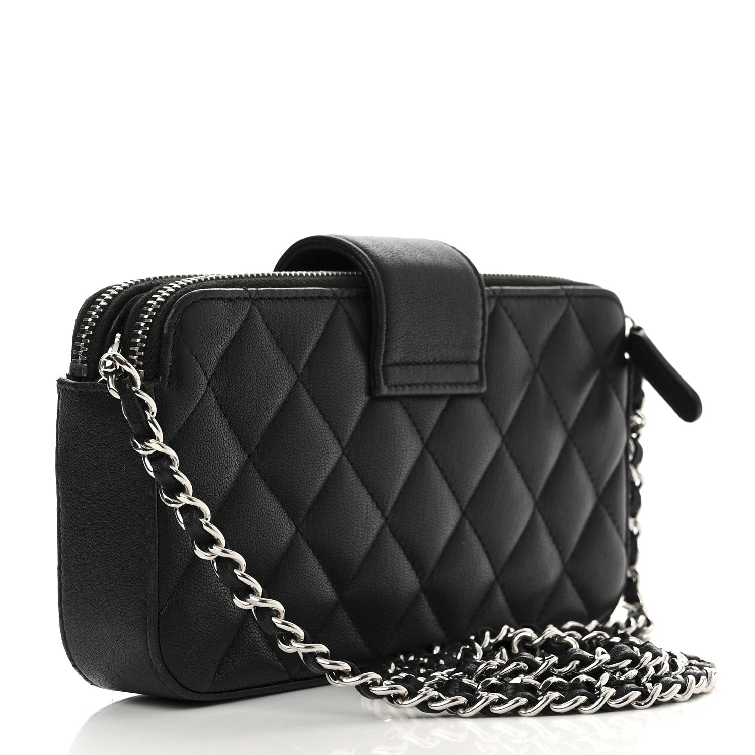 Chanel Lambskin Quilted CC Box Clutch With Chain Black 4 of 17