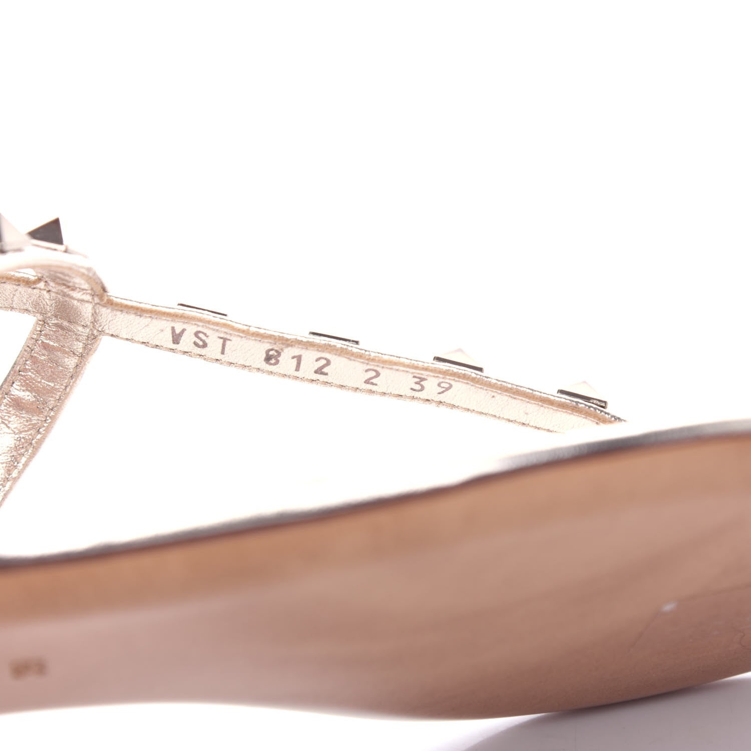 Valentino Garavani Metallic Nappa Rockstud Ankle Wrap Flat Thong Sandals 39 Platino 10 of 11