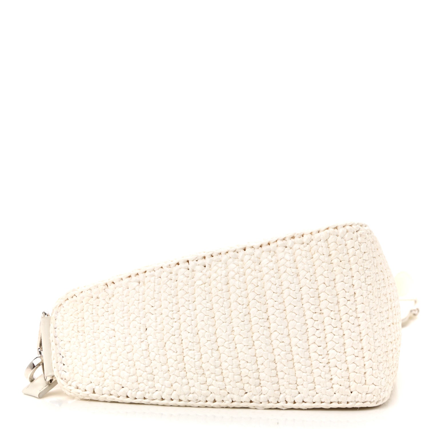 Prada Yarn Raffia Effect Crochet Triangle Shoulder Bag White 4 of 11