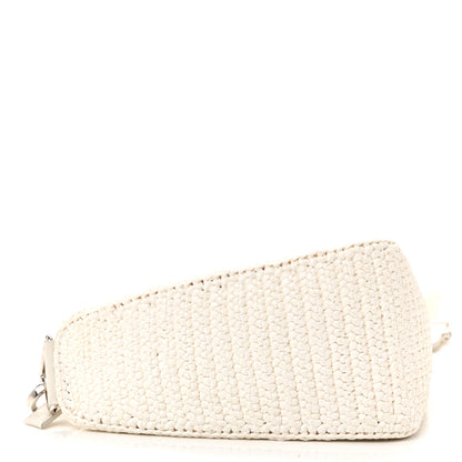 Prada Yarn Raffia Effect Crochet Triangle Shoulder Bag White 4 of 11