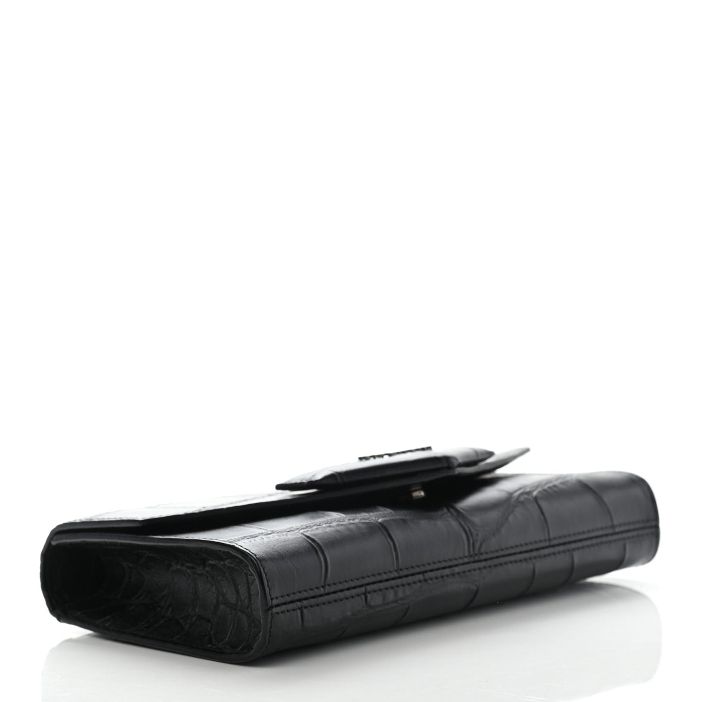 Calfskin Crocodile Embossed Antigona Evening Clutch Black