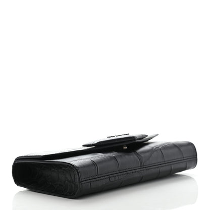 Givenchy Calfskin Crocodile Embossed Antigona Evening Clutch Black 4 of 9