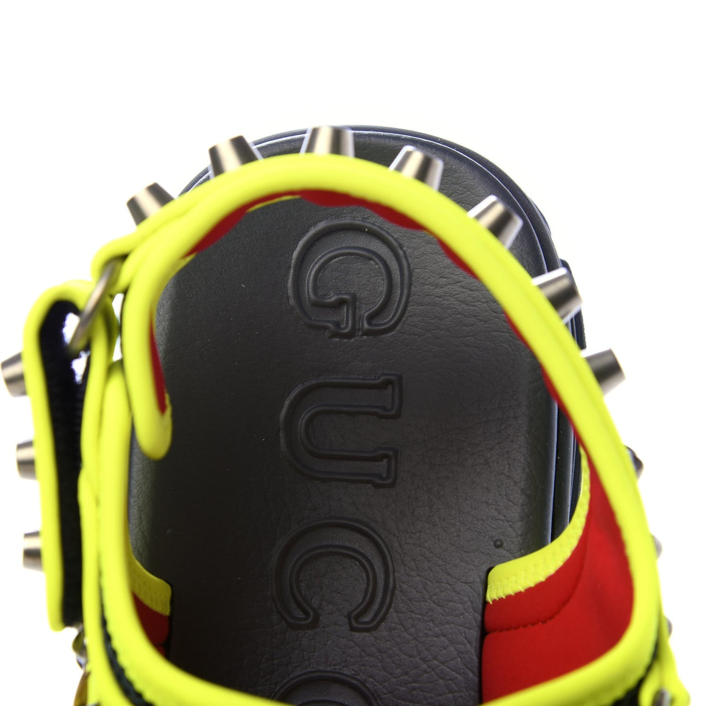 Technical Canvas Calfskin Studded Mens Aguru Sandals 10 Neon Yellow
