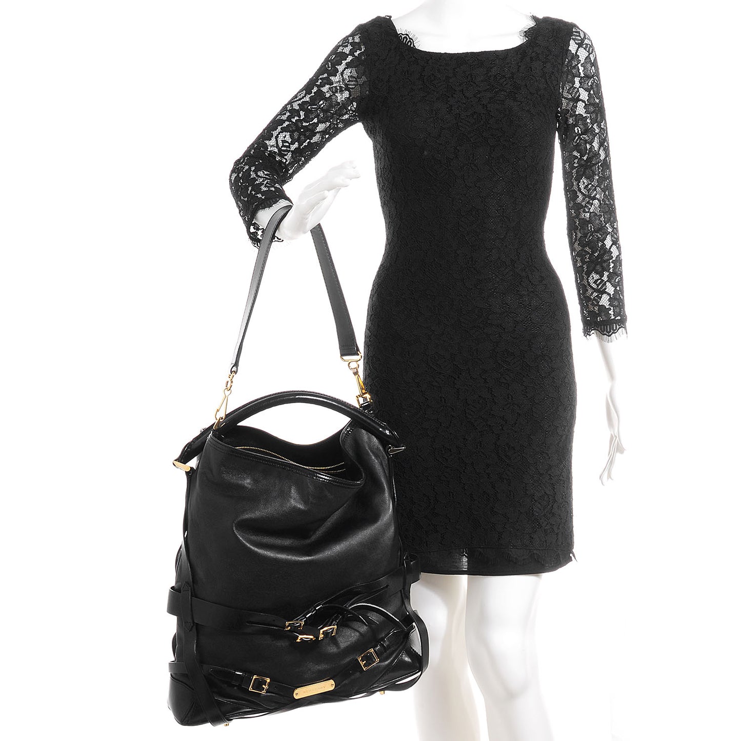 Soft Lambskin Bridle Calfskin Medium Gosford Hobo Black