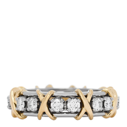 Tiffany Platinum 18K Yellow Gold Diamond Schlumberger Sixteen Stone Ring 56 7.75 1 of 5