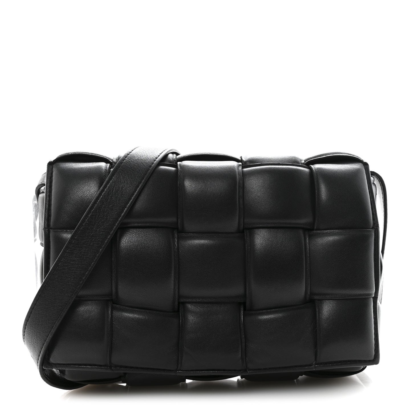 Nappa Maxi Intreccio Padded Cassette Crossbody Bag Black