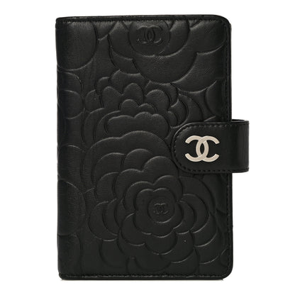 Chanel Lambskin Camellia Embossed Zipped Pocket Wallet Black 1 of 20
