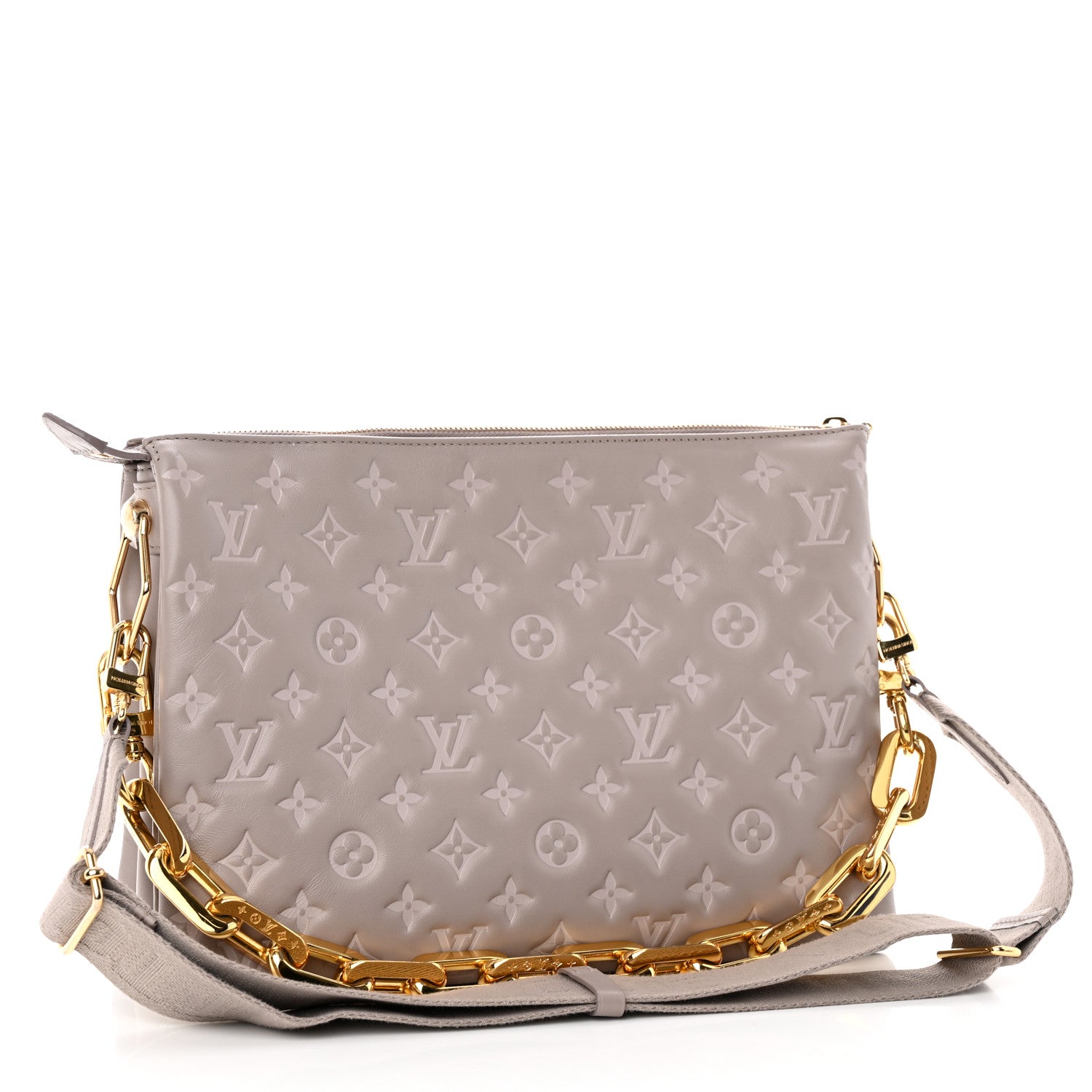 Louis Vuitton Lambskin Embossed Monogram Coussin MM Grey 5 of 27