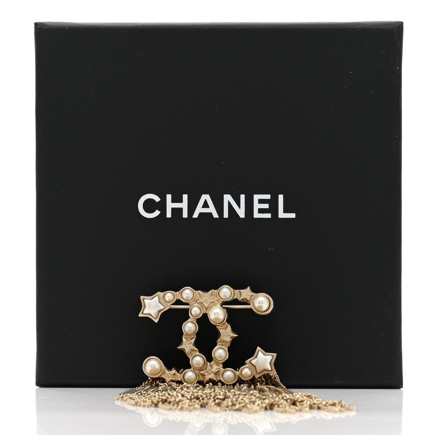 Chanel Metal Chain Fringe CC Brooch Gold 5 of 5
