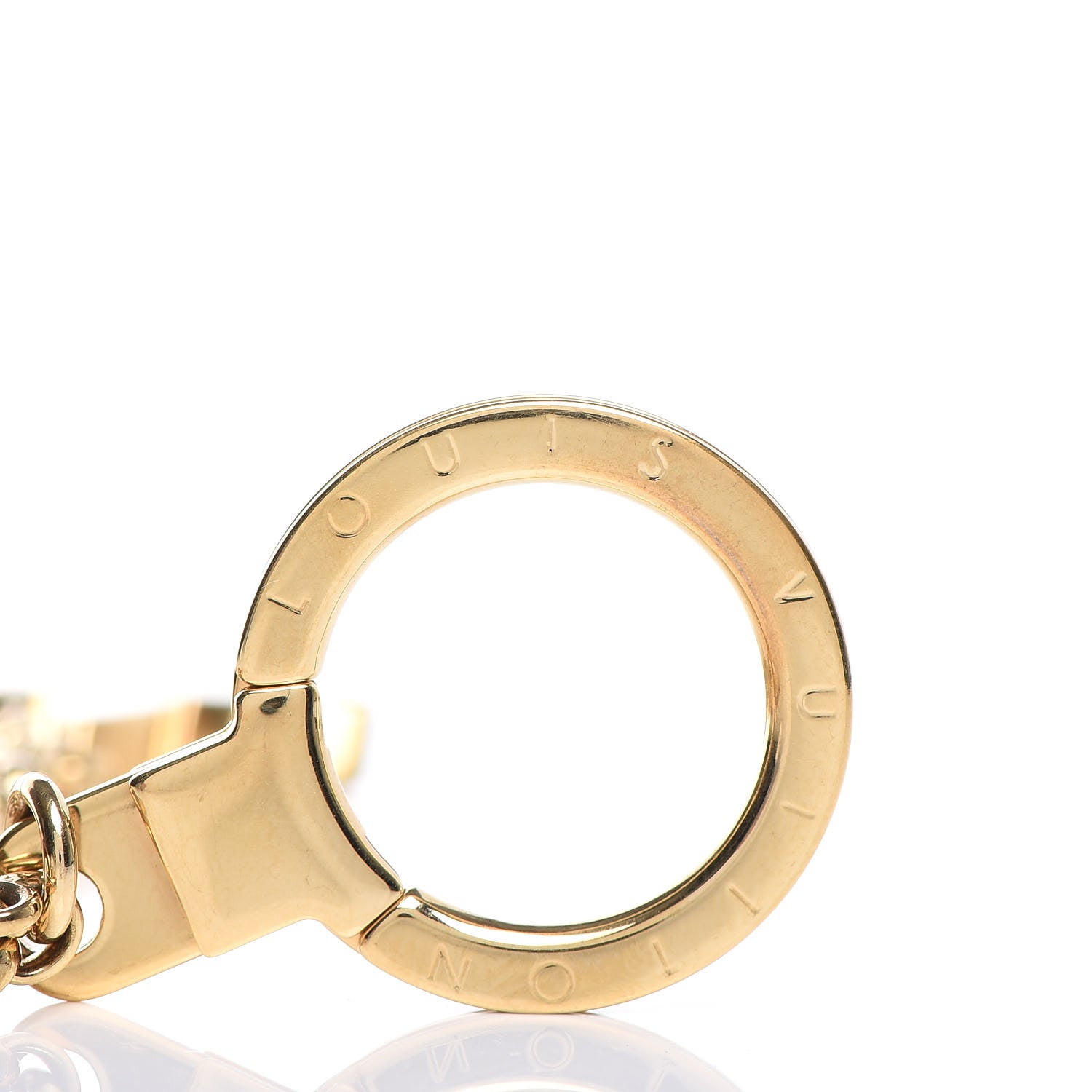 Louis Vuitton Brass Enamel Fleur De Monogram Bag Charm Chain Gold 4 of 4