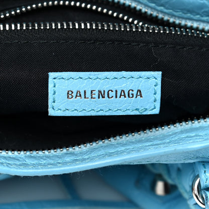 Balenciaga Agneau Classic Silver Hardware Mini City Logo Strap Baby Blue Black 6 of 11