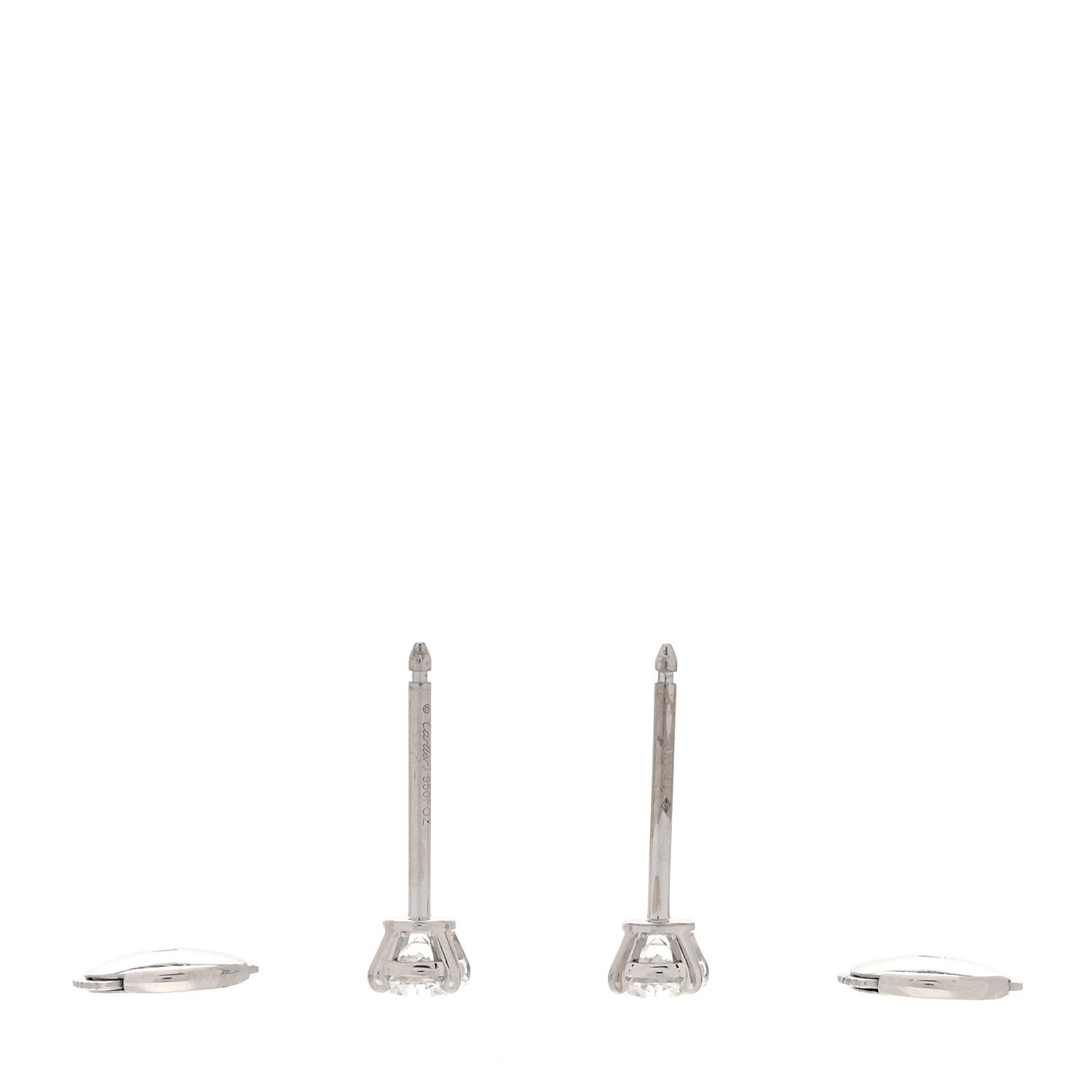 Cartier 18K White Gold Diamond .34ctw Solitaire Earrings 3 of 6