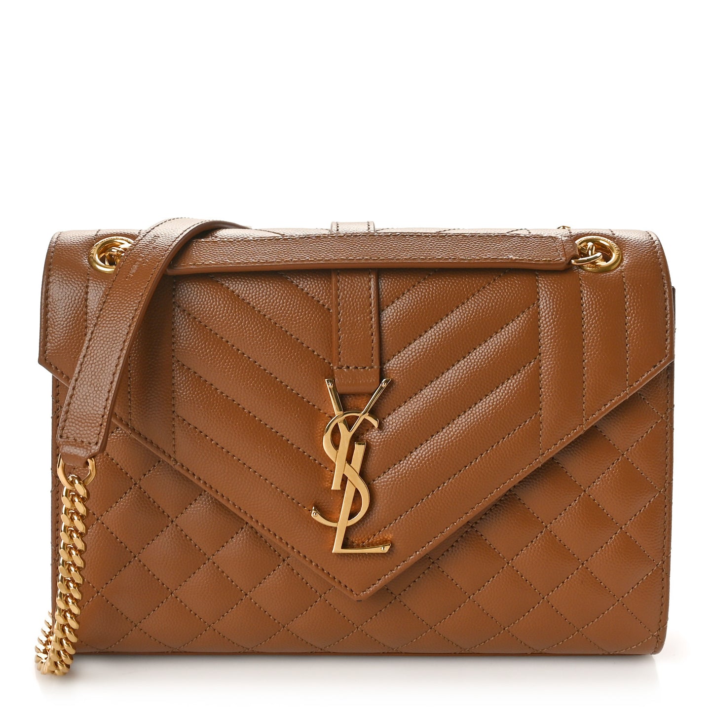 Grain De Poudre Textured Mixed Matelasse Medium Triquilt Monogram Satchel Dark Latte