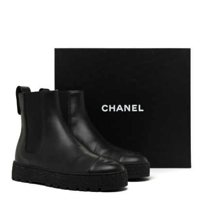 Chanel Calfskin Cap Toe CC Ankle Boots 39 Black 16 of 16