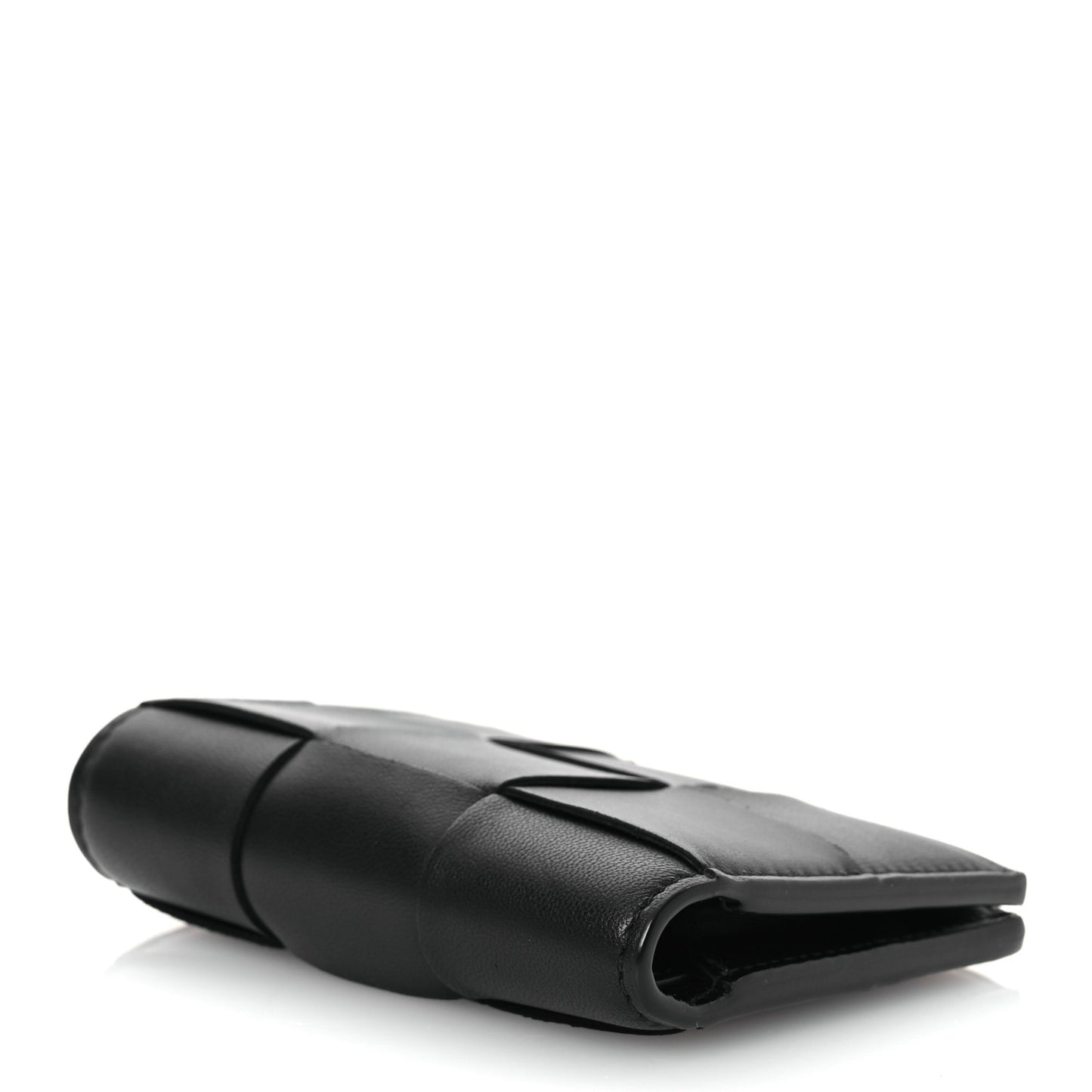 Nappa Maxi Intrecciato Small Bi-Fold Zip Wallet Black