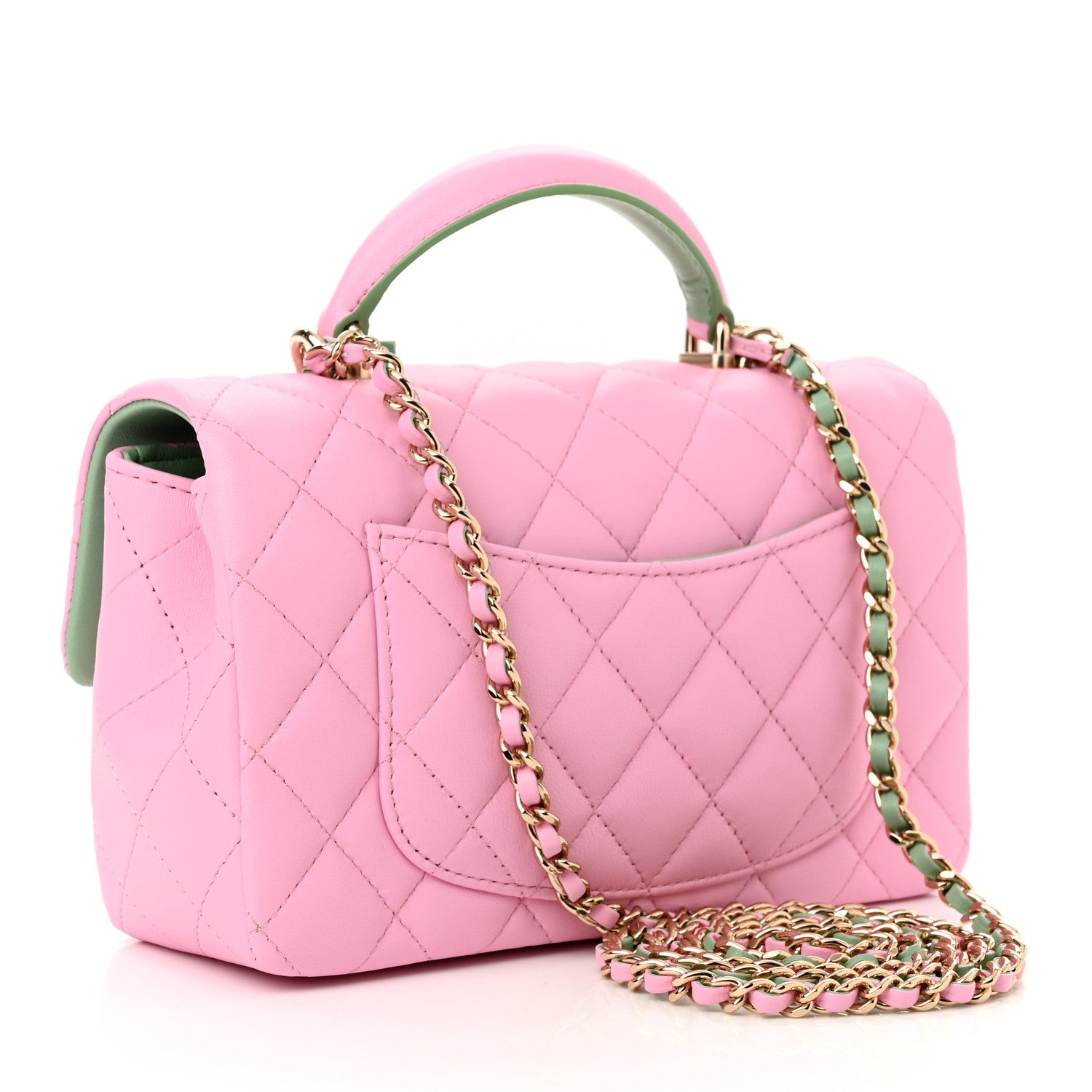 Chanel Lambskin Quilted Mini Top Handle Rectangular Flap Lilac Light Green 3 of 10