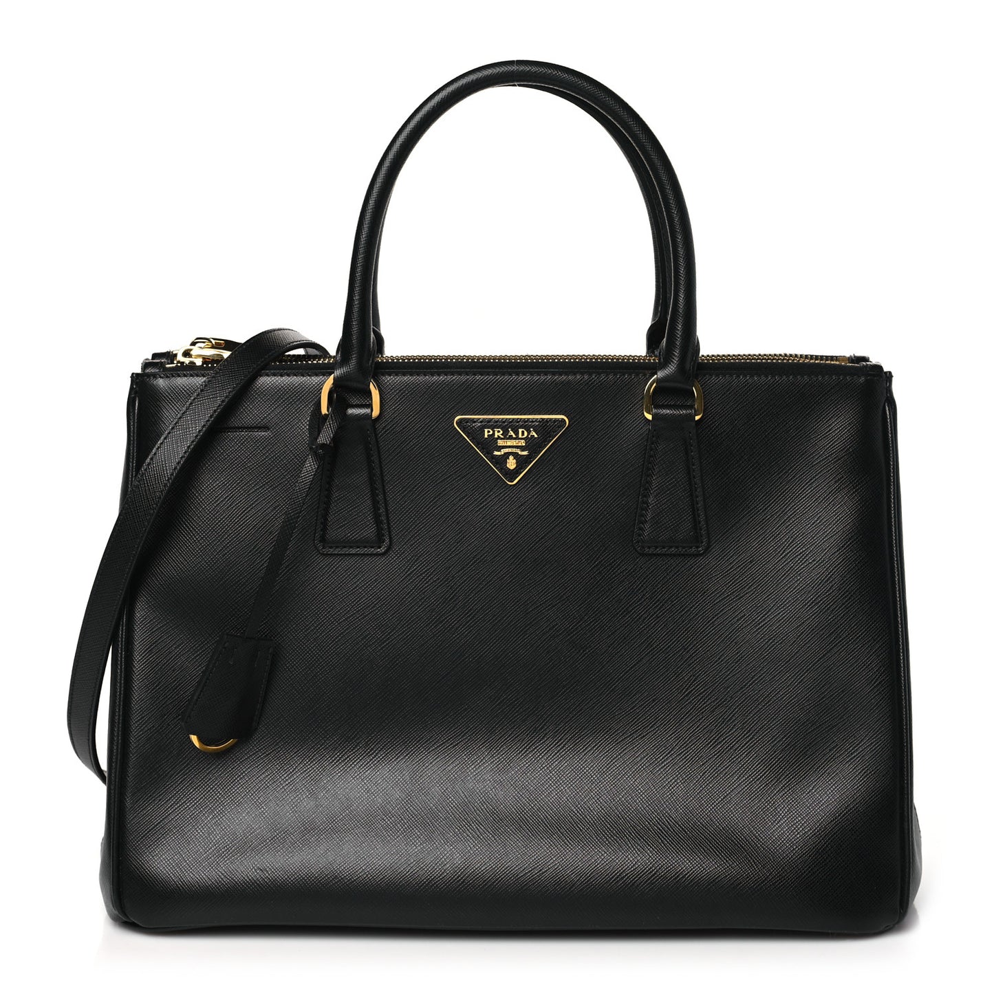 Saffiano Medium Galleria Double Zip Tote Black