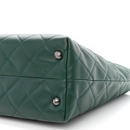 Chanel Calfskin Quilted Large Shopping In Chains Tote Green 10 of 14