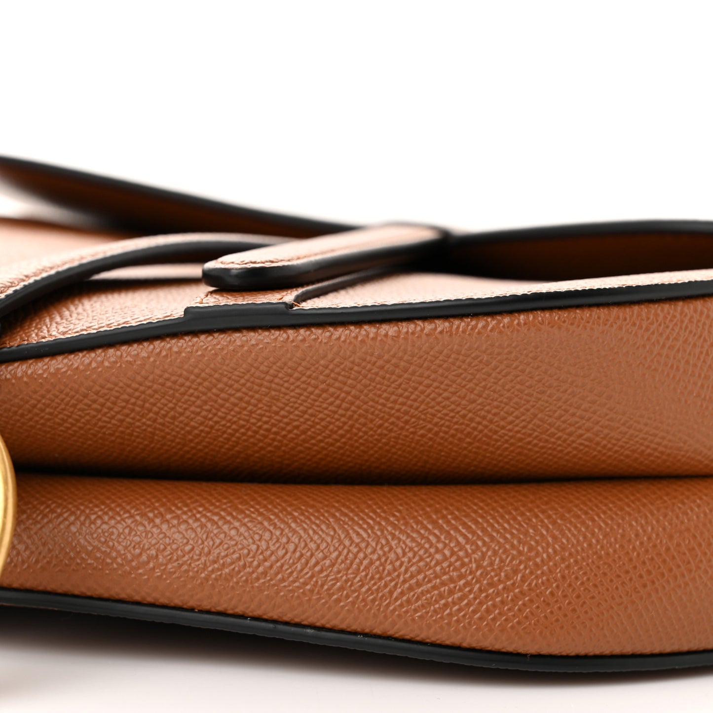 Grained Calfskin Saddle Bag Camello